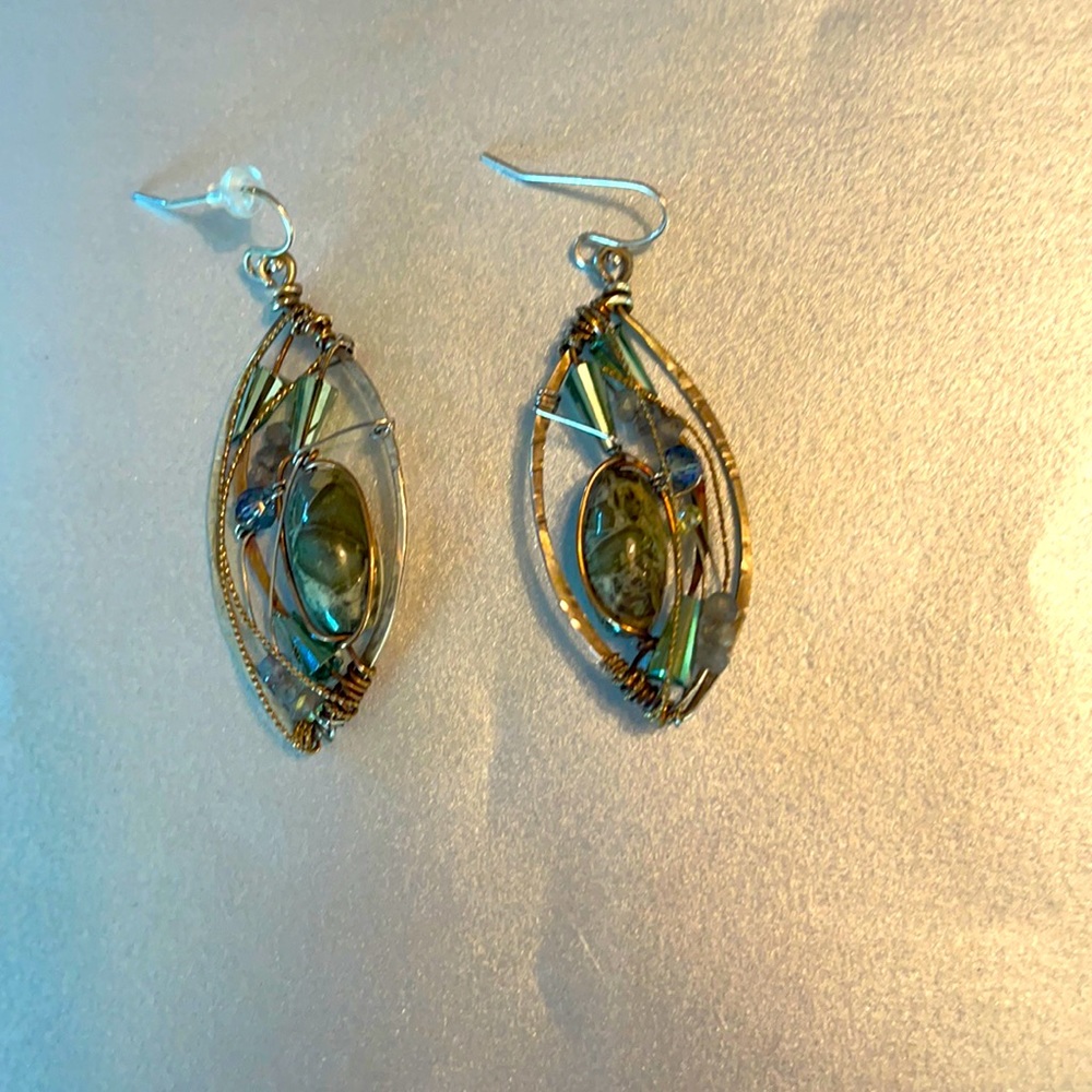 Mixed metal and leopard agate- one of a kind- bought from local craft gallery